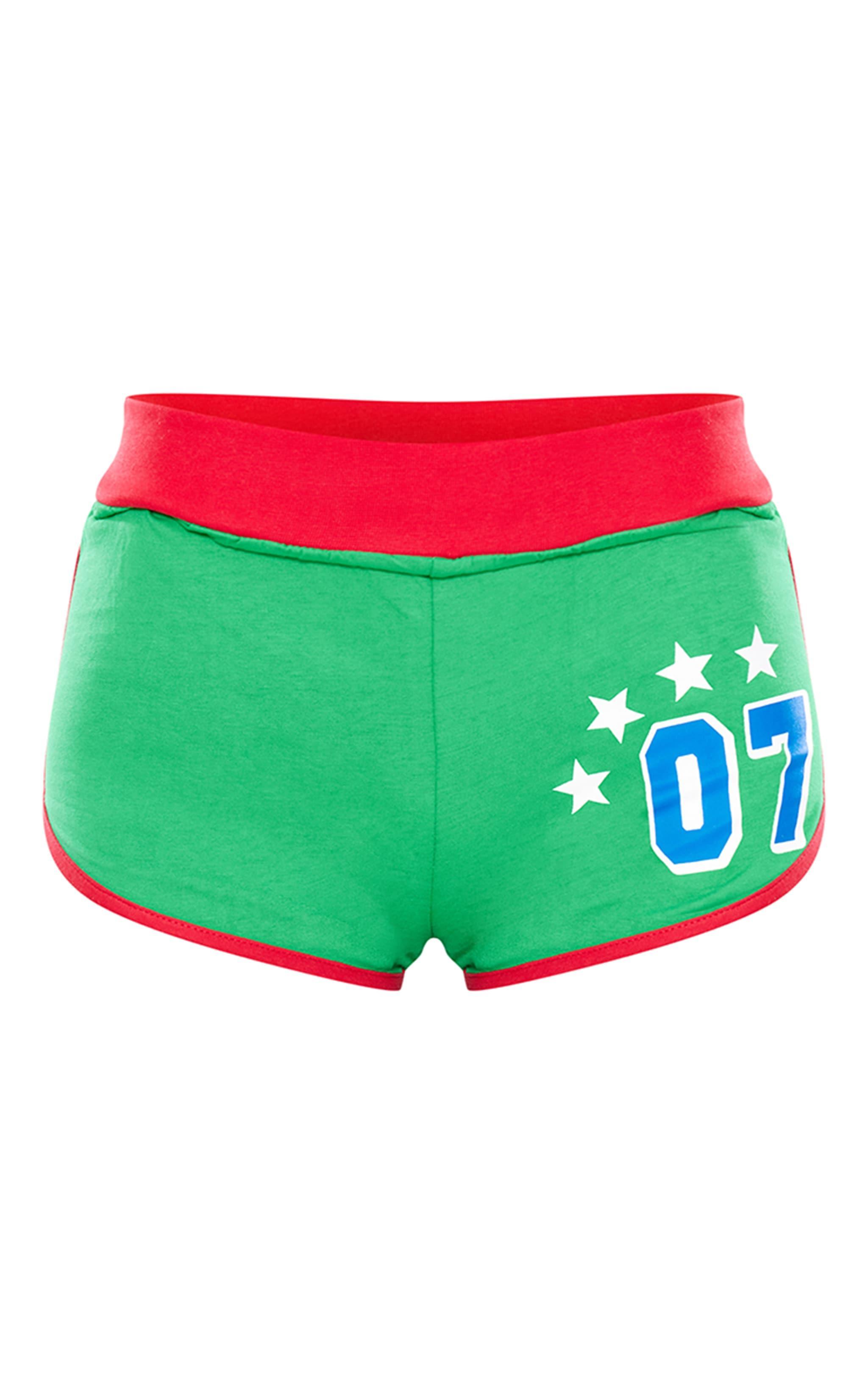 Green Portugal Print Cotton Mini Runner Shorts Product Image