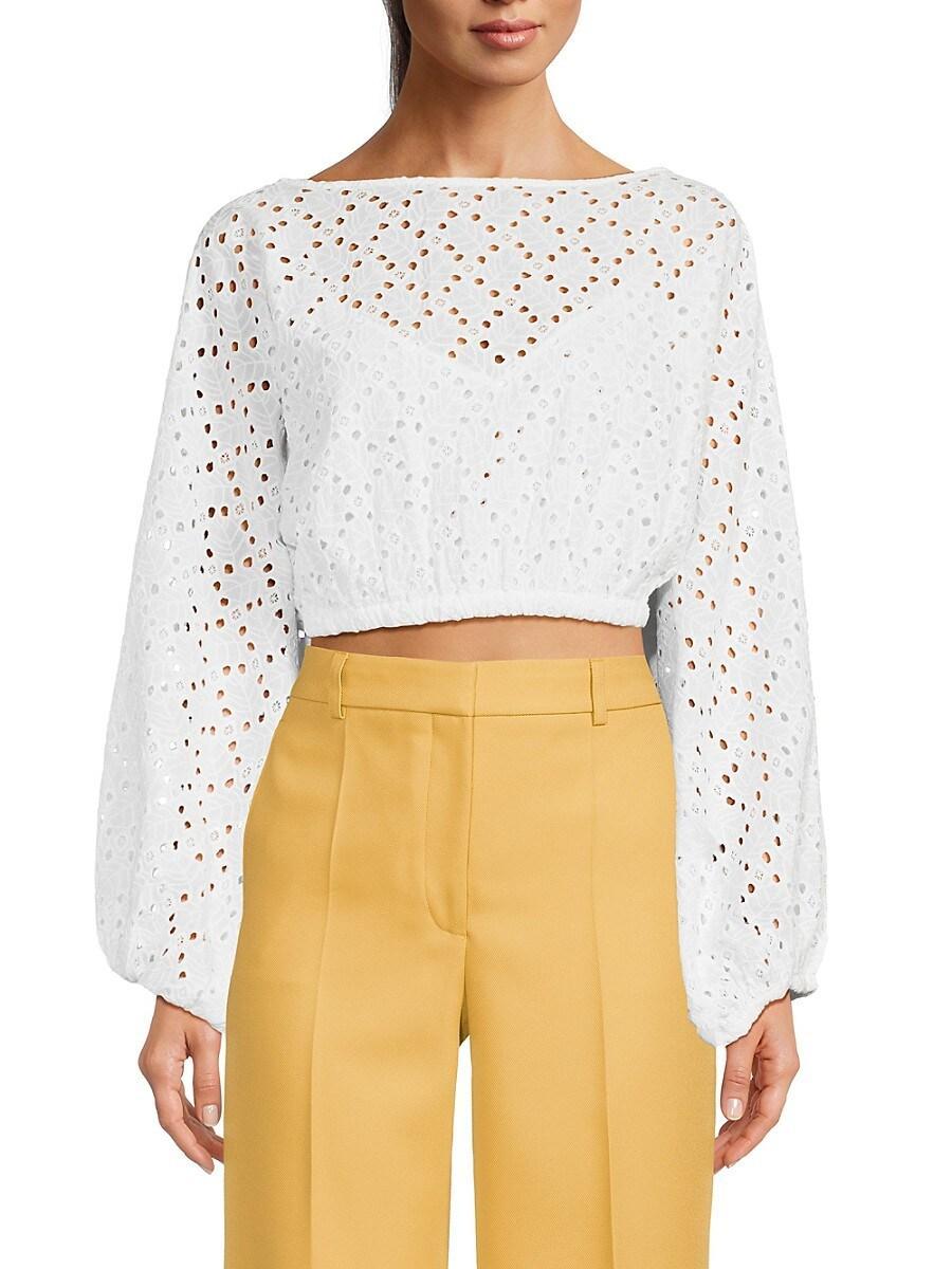 Womens Sophia Eyelet Cotton Crop Top Product Image