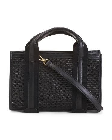 Leather Trim Taped Crossbody for Women Product Image