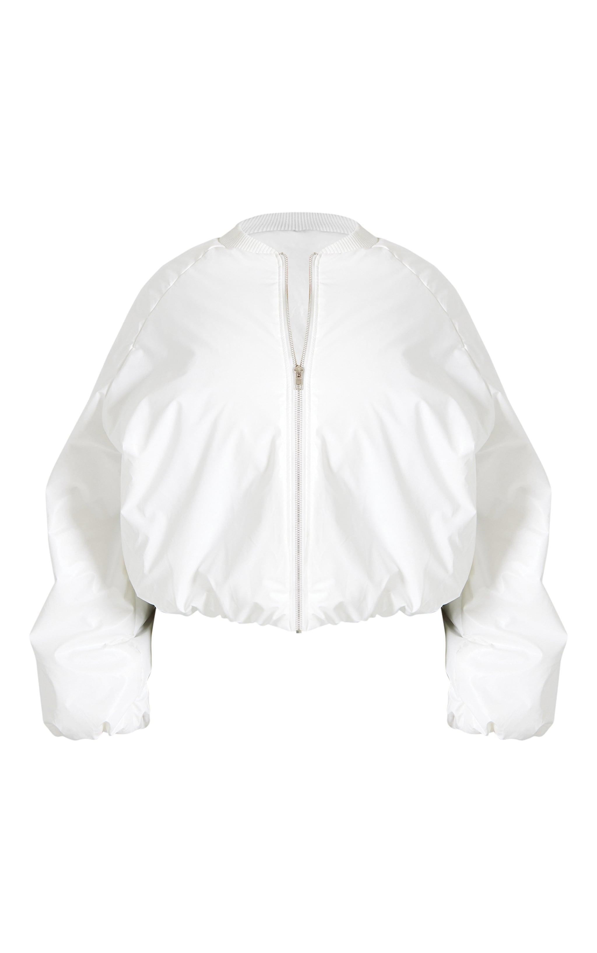 Plus White Oversized Bomber Puffer Jacket Product Image