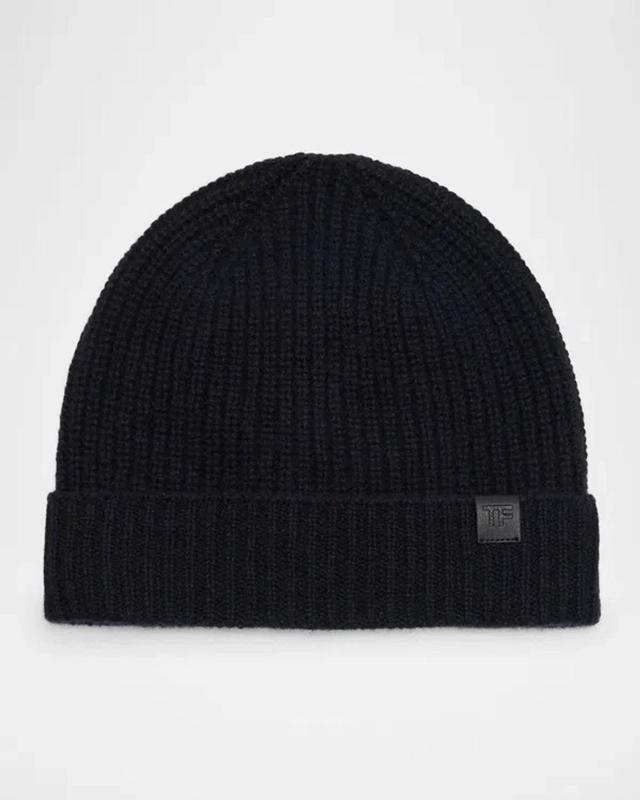 Men's Cashmere Ribbed Beanie Hat Product Image