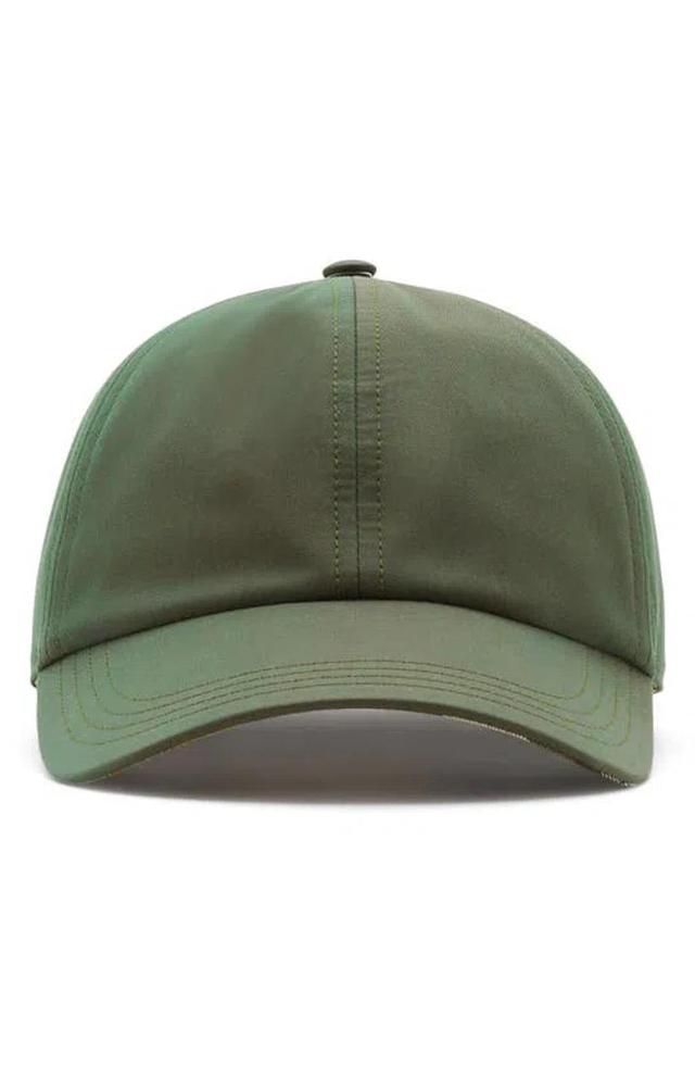 Check Lined Cotton Twill Baseball Cap In Antique Green Product Image