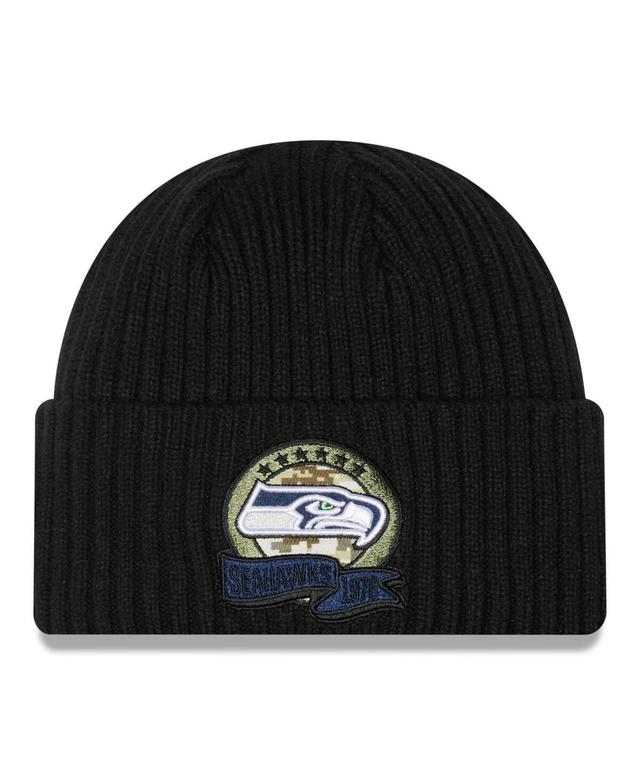 Big Boys New Era Black Seattle Seahawks 2022 Salute To Service Knit Hat Product Image