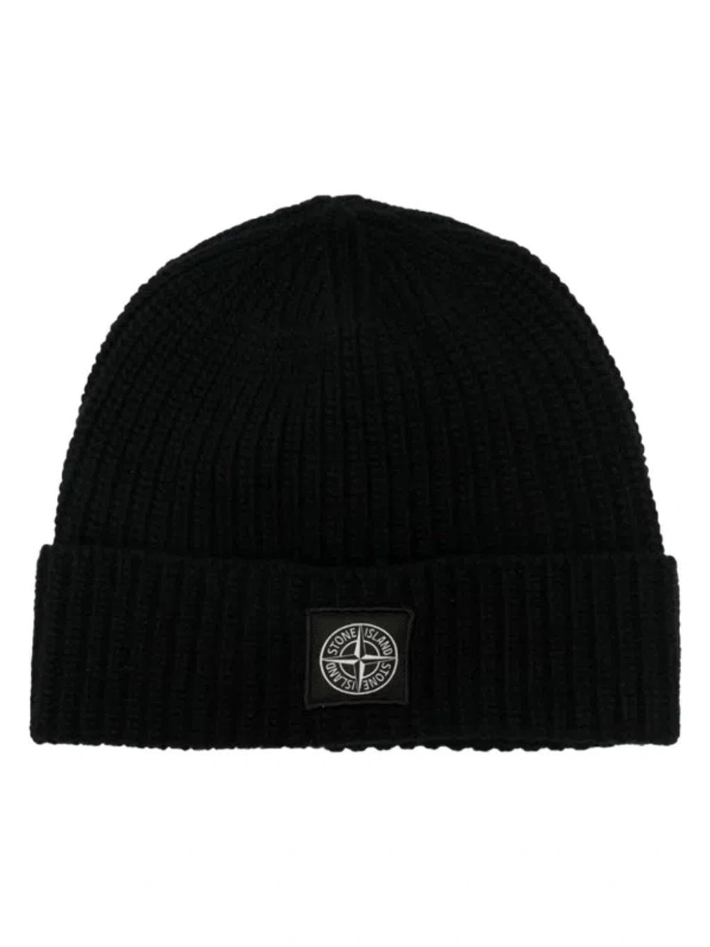 Logo Patch Beanie Hats Black Product Image