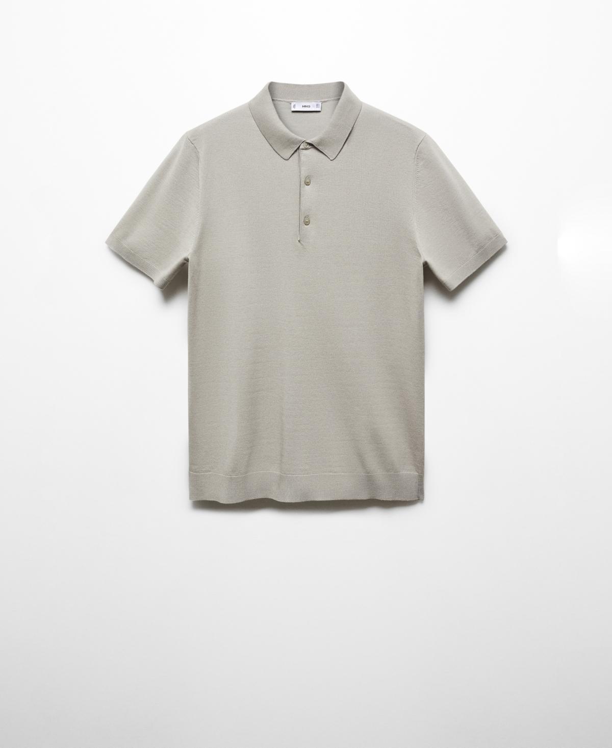 MANGO MAN - Fine-knit polo shirt olive greenMen Product Image