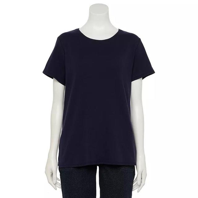 Womens Croft & Barrow Essential Crewneck Tee Blue Product Image