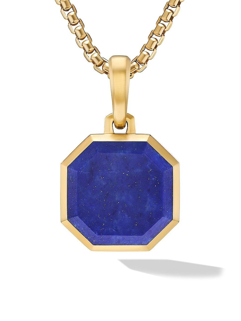 David Yurman Mens Faceted Stone Amulet in 18K Yellow Gold with Lapis, 16mm Product Image