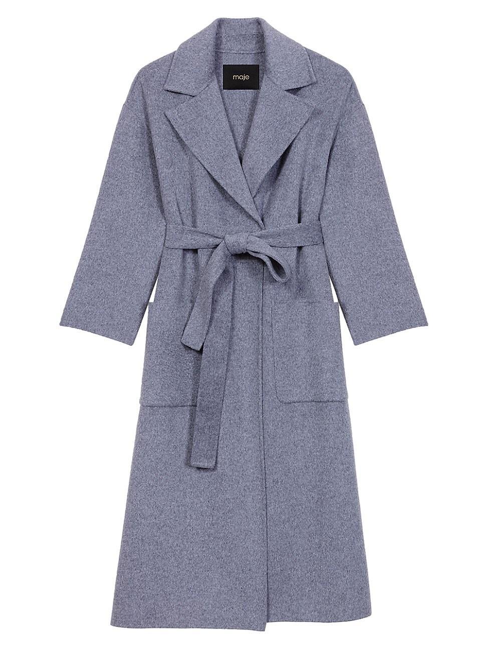 Womens Long Double-Faced Coat with Belt Product Image