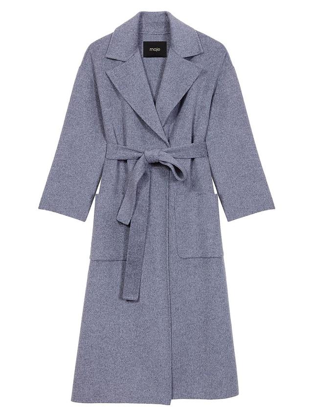 Womens Long Double-Faced Coat with Belt Product Image