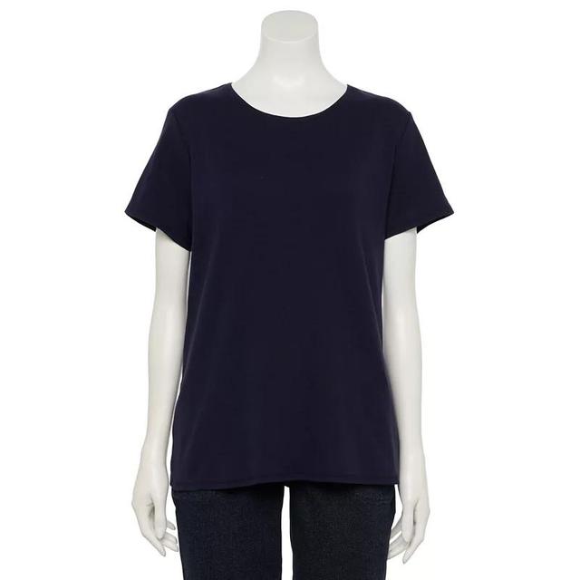 Petite Croft & Barrow Essential Crewneck Tee, Womens Blue Product Image