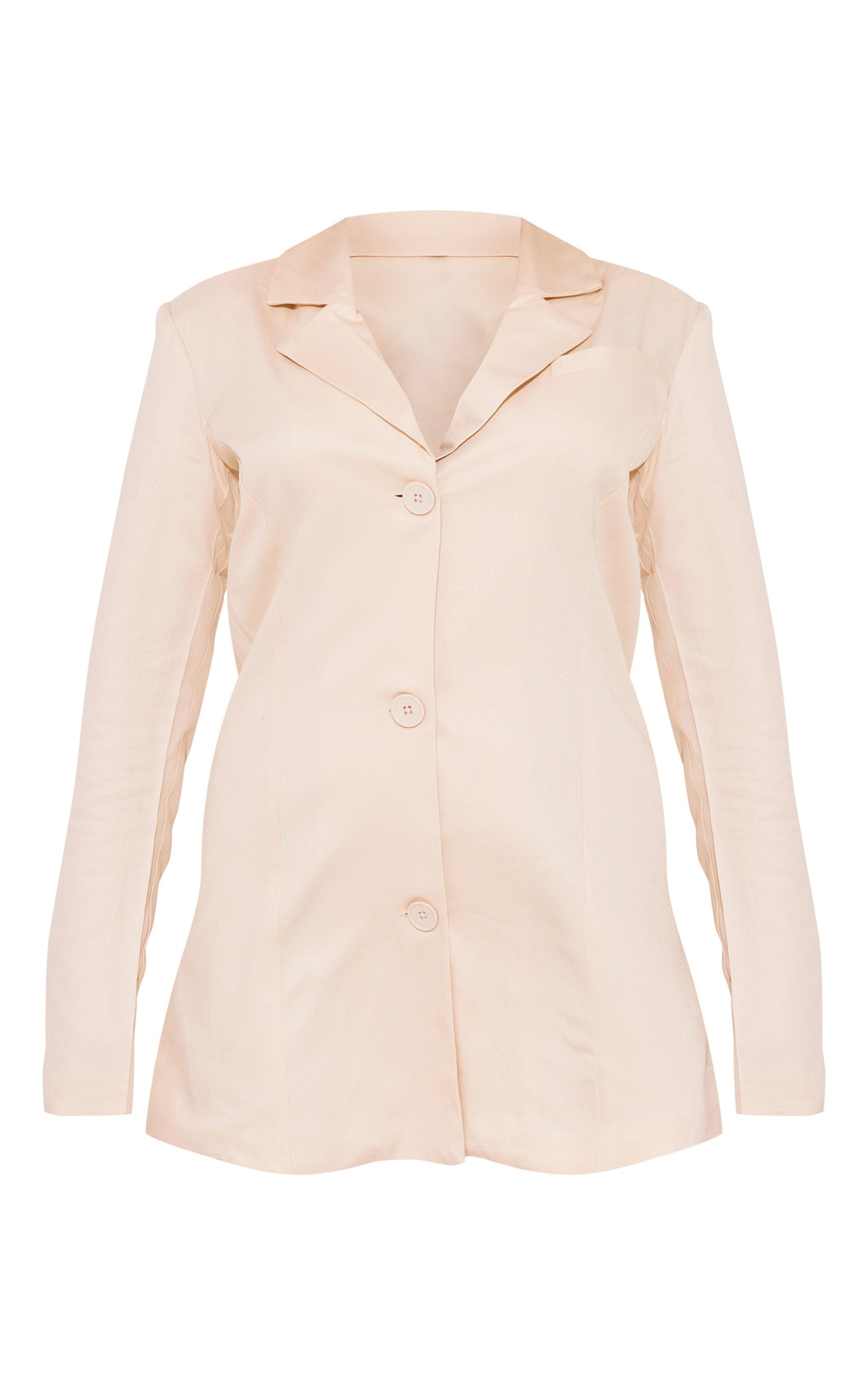 Sand Textured Button Oversized Blazer Dress Product Image