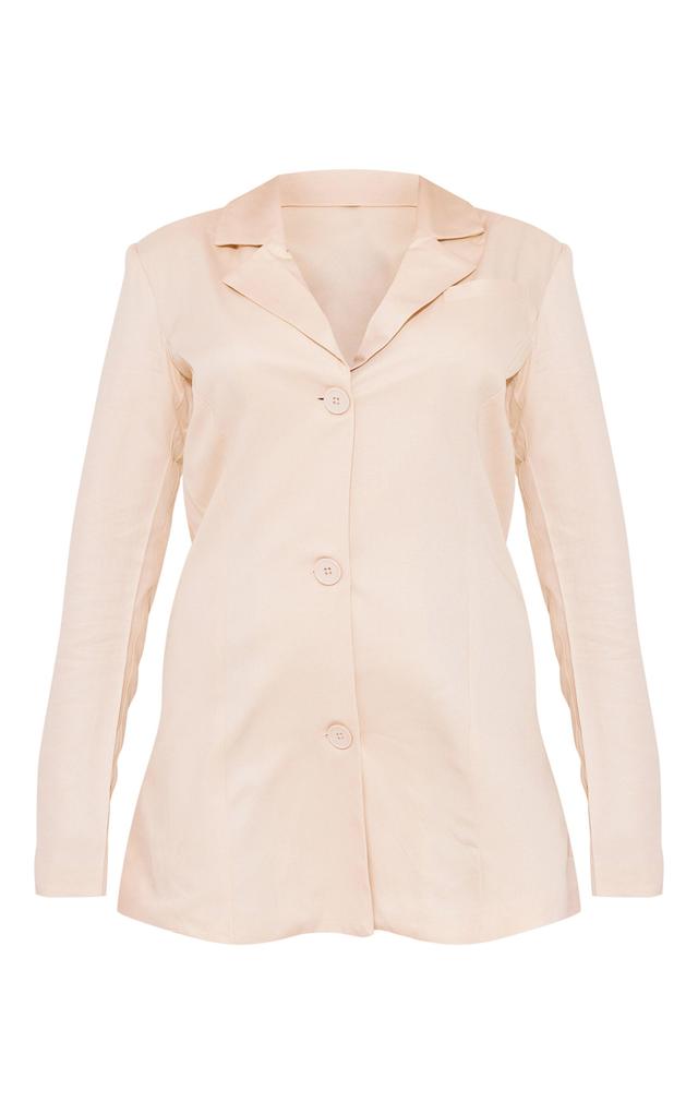 Sand Textured Button Oversized Blazer Dress Product Image