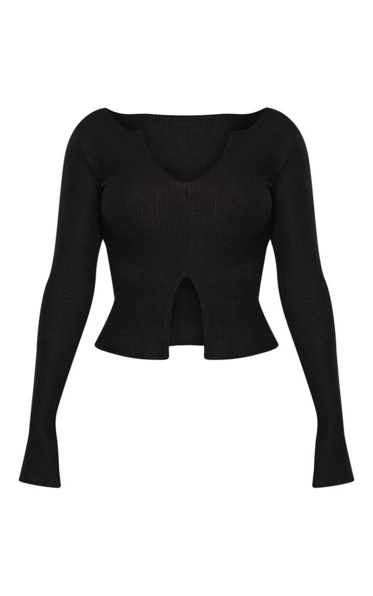 Shape Black Brushed Rib Long Sleeve Top Product Image