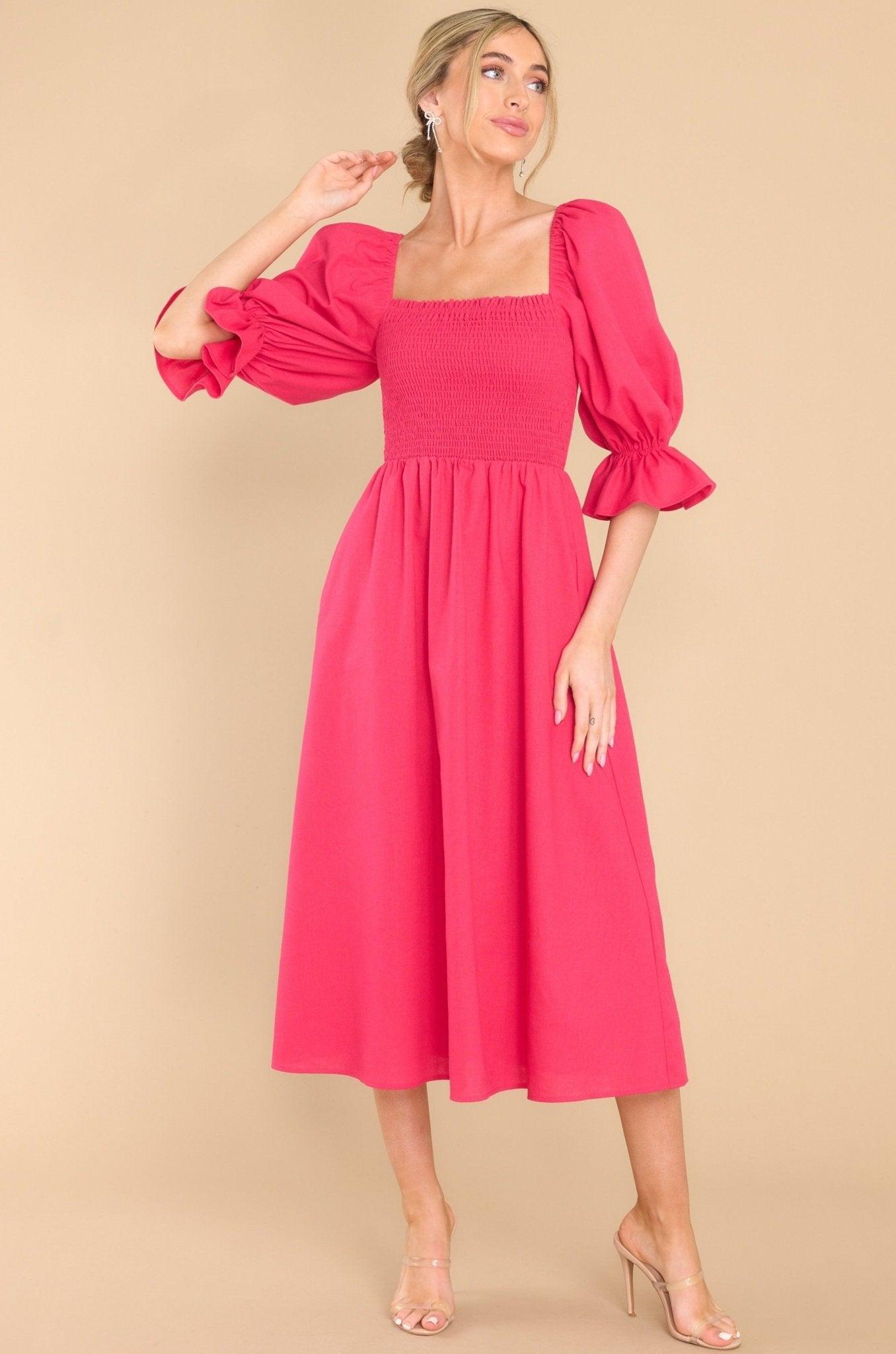 Aura Enjoy The View Lipstick Midi Dress Pink Product Image