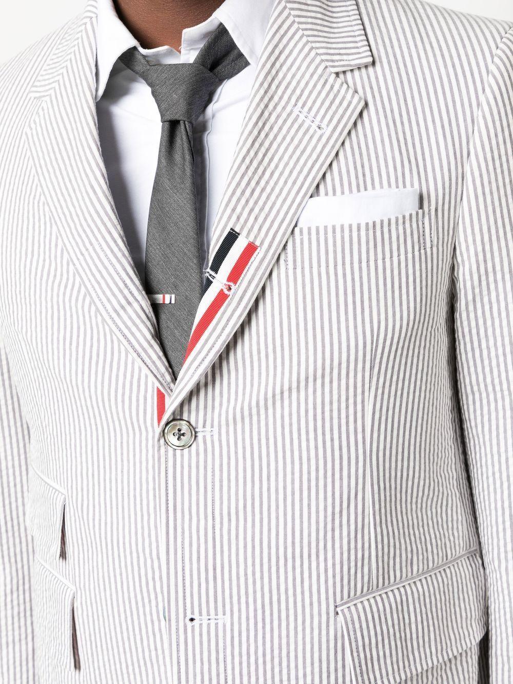 THOM BROWNE Seersucker Single-breasted Blazer In Med Grey Product Image