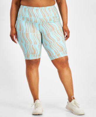 Plus Size Compression Geo-Print 10 Bike Shorts, Created for Macy's Product Image