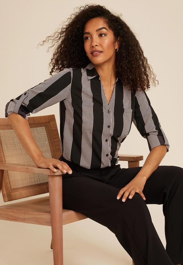 Winona Striped Button Down Blouse Product Image