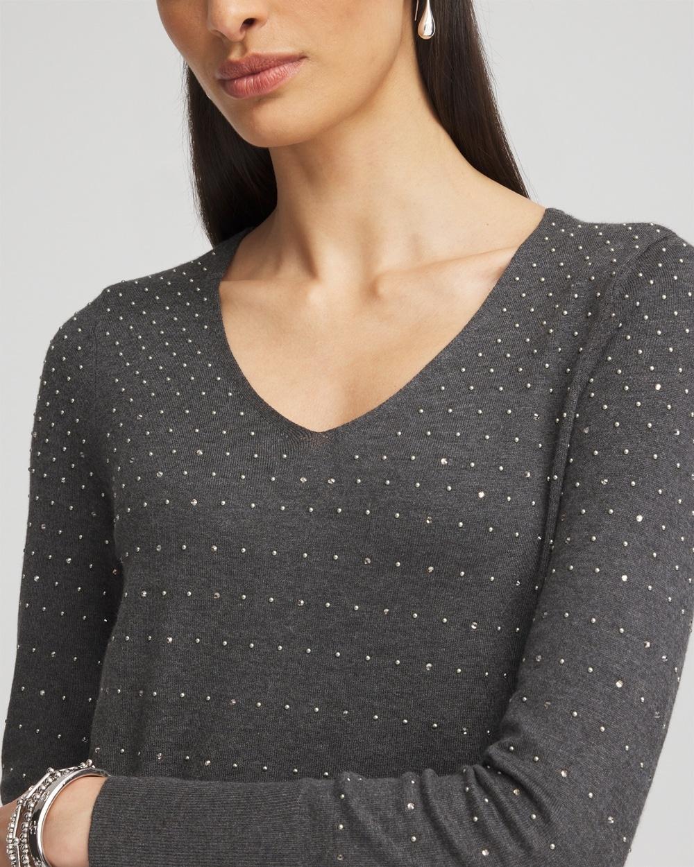 Studded V-Neck Sweater Product Image