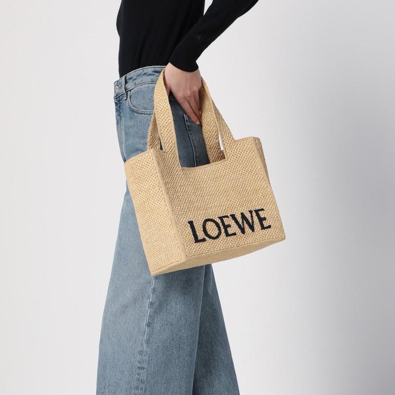 LOEWE Font Medium Raffia Tote Bag In Beige Product Image