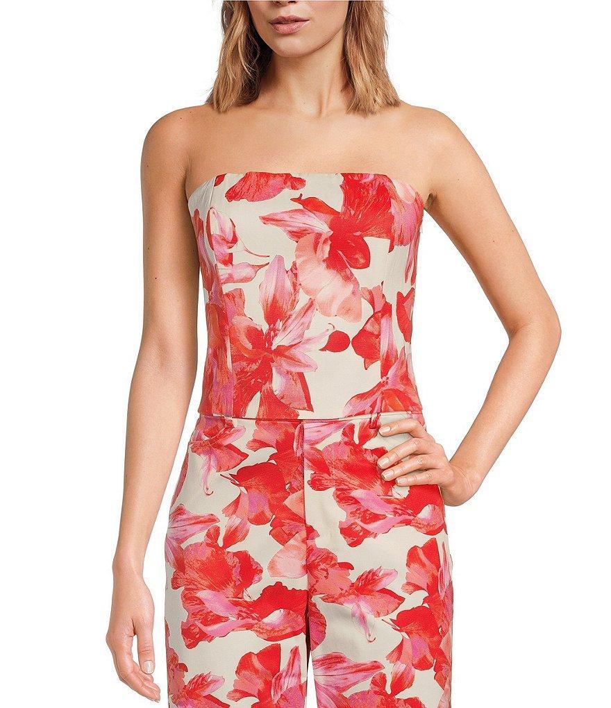 WAYF Brightly Floral Print Coordinating Strapless Top Product Image