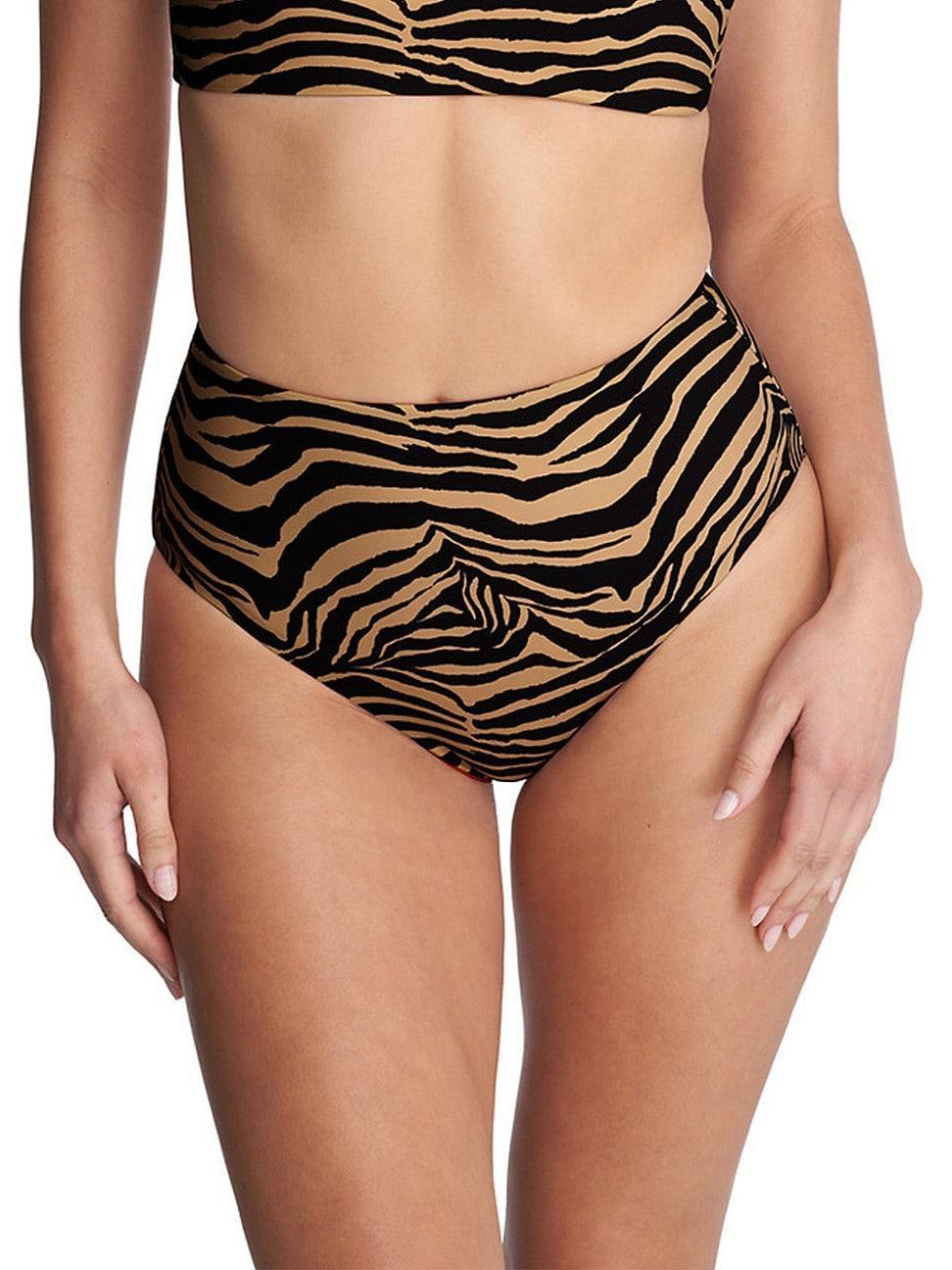 Womens Riviera Reversible High Rise Bikini Bottom - Camel zebra Product Image