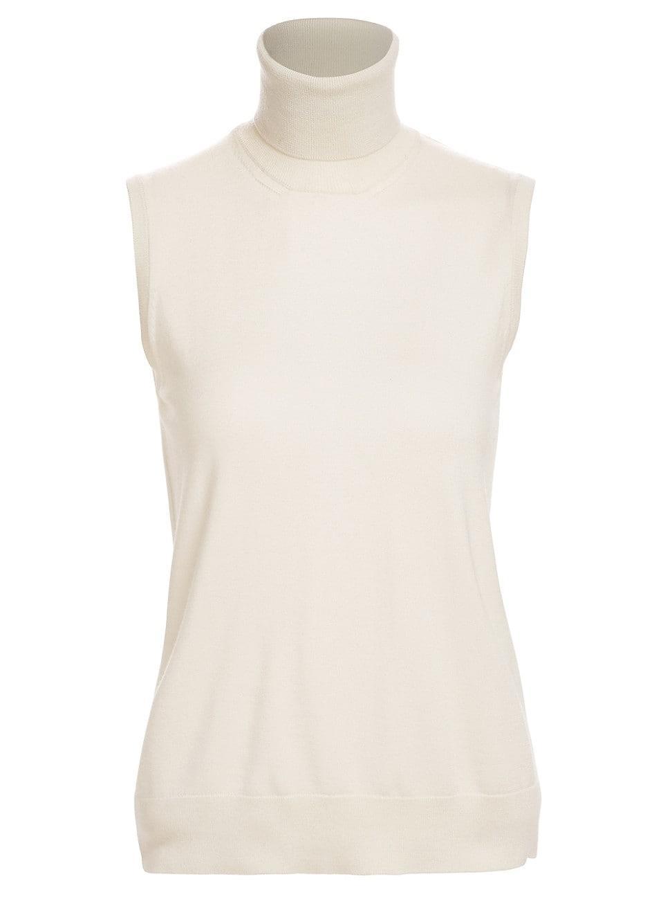 Womens Sleeveless Turtleneck Cashmere Sweater Product Image