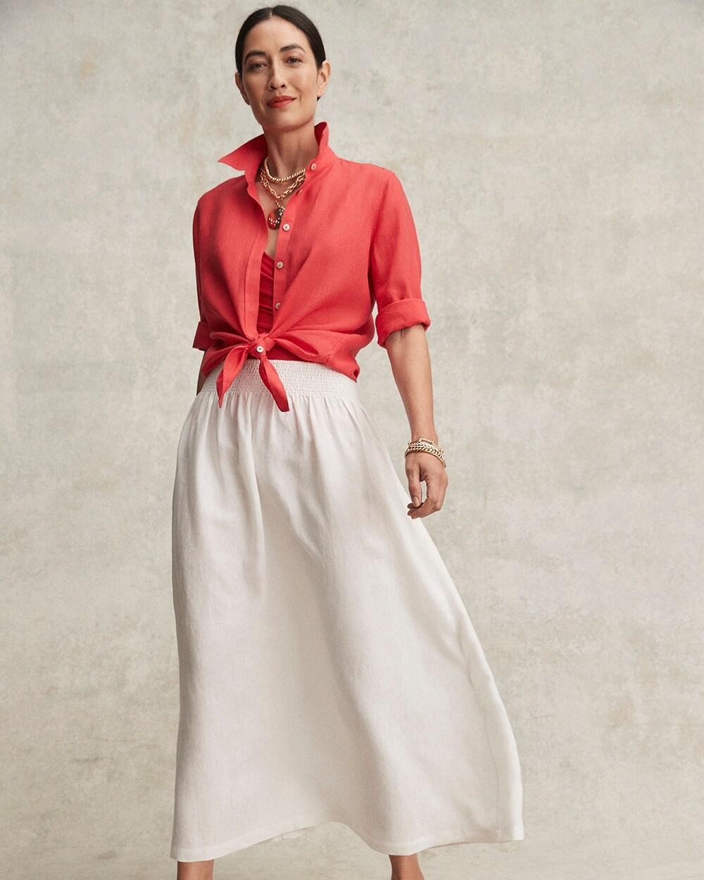 Women's Linen A-line Midi Skirt product image