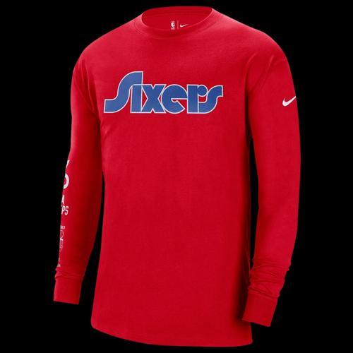 Mens Nike Red Philadelphia 76Ers 2021/22 City Edition Courtside Heavyweight Moments Long Sleeve T-shirt Product Image