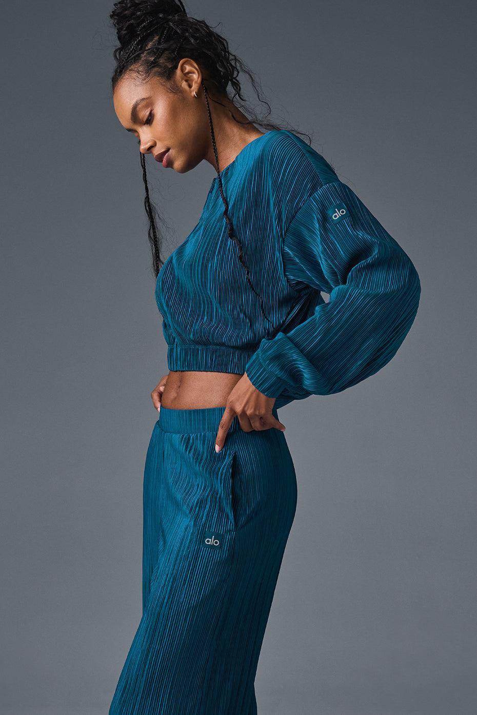 Cropped Micro Plisse Jacket - Eclipse Blue Female Product Image