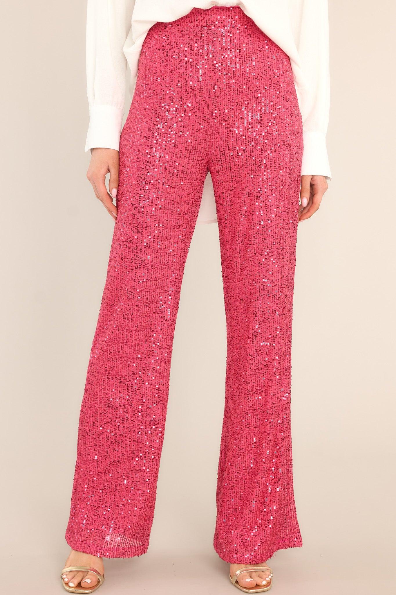 Impressively Iconic Hot Pink Sequin Pants Product Image