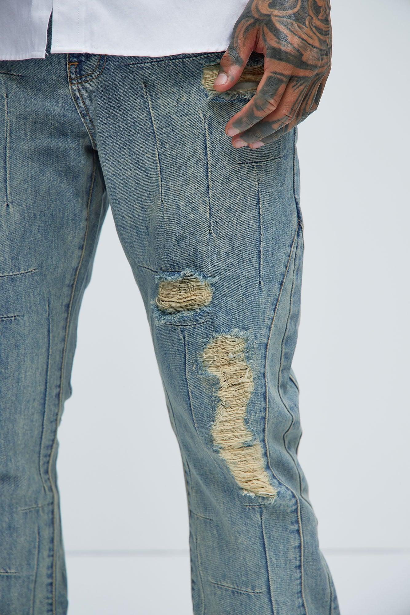 Jones Distressed Vintage Slim Jeans - Light Blue Wash Product Image