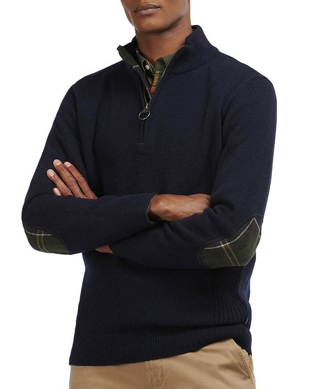 Barbour Holden Wool Tartan Trim Regular Fit Quarter Zip Mock Neck Sweater Product Image