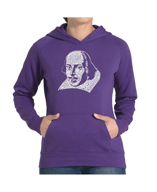 La Pop Art Womens Word Art Hooded Sweatshirt -The Titles Of All Of William Shakespeares Comedies & Tragedies Product Image