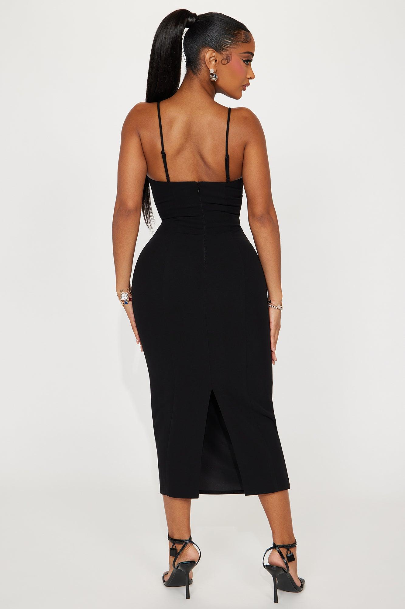 Evelyn Pearl Midi Dress - Black Product Image