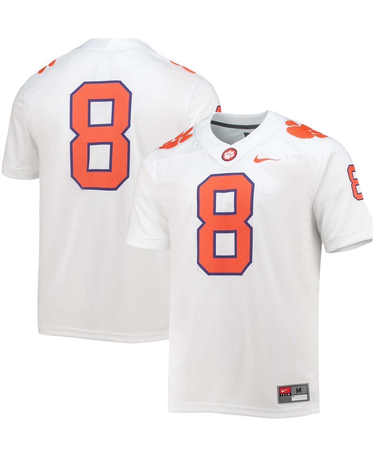 Mens Big and Tall 8 White Clemson Tigers Game Jersey - White Product Image