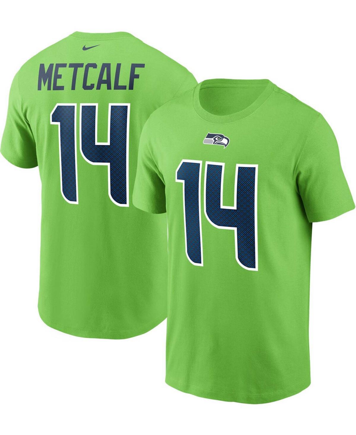 Mens Dk Metcalf Neon Green Seattle Seahawks Name and Number T-shirt Product Image