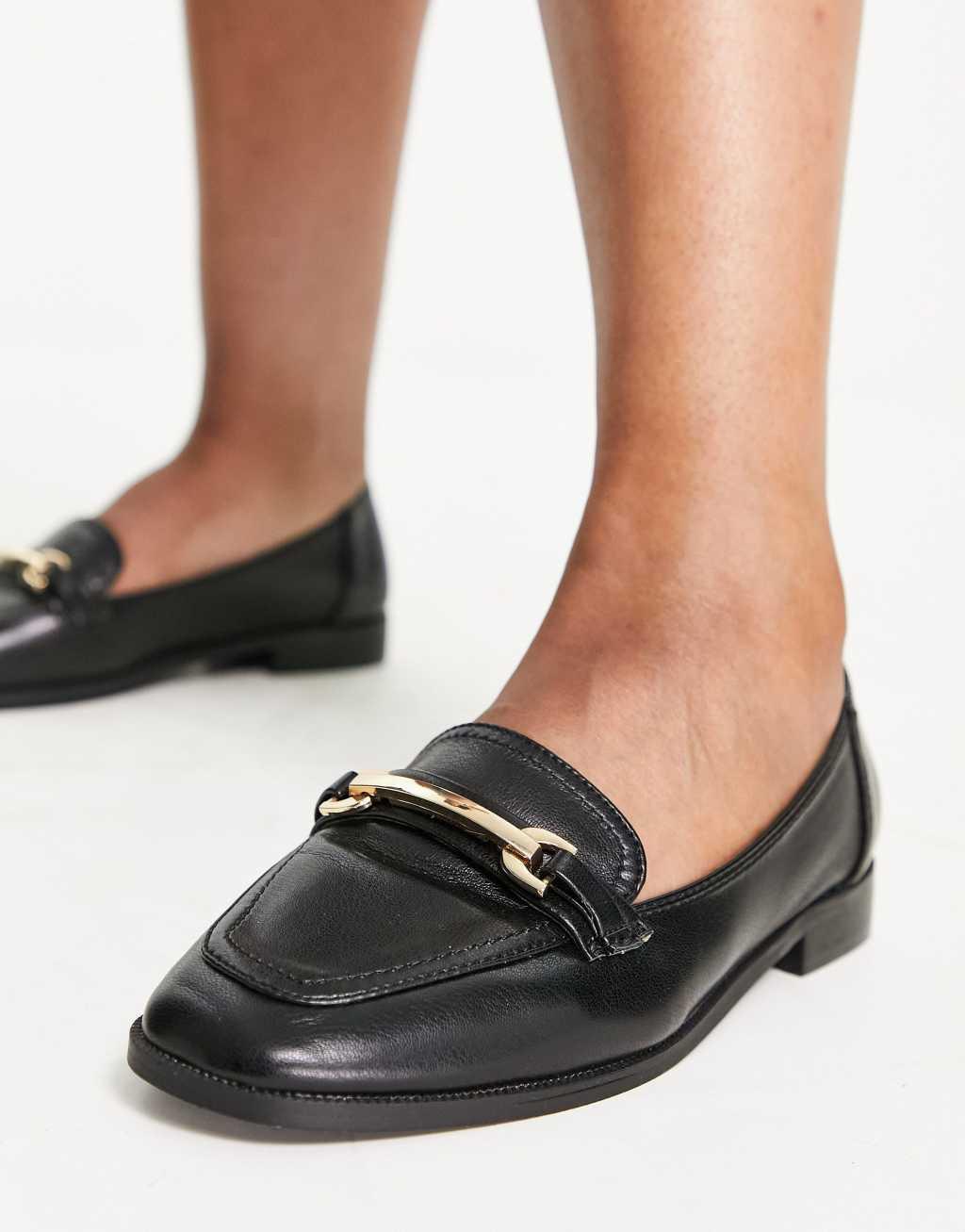 ASOS DESIGN Wide Fit Verity loafer flat shoes with trim Product Image