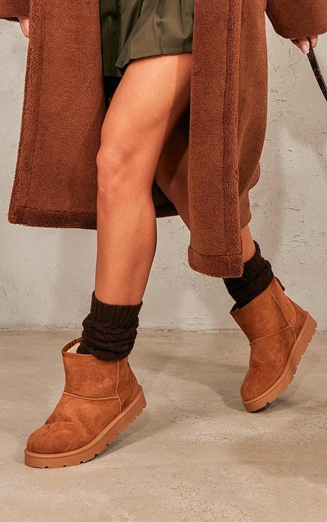 Chestnut Faux Suede Cleated Ankle Boots Product Image