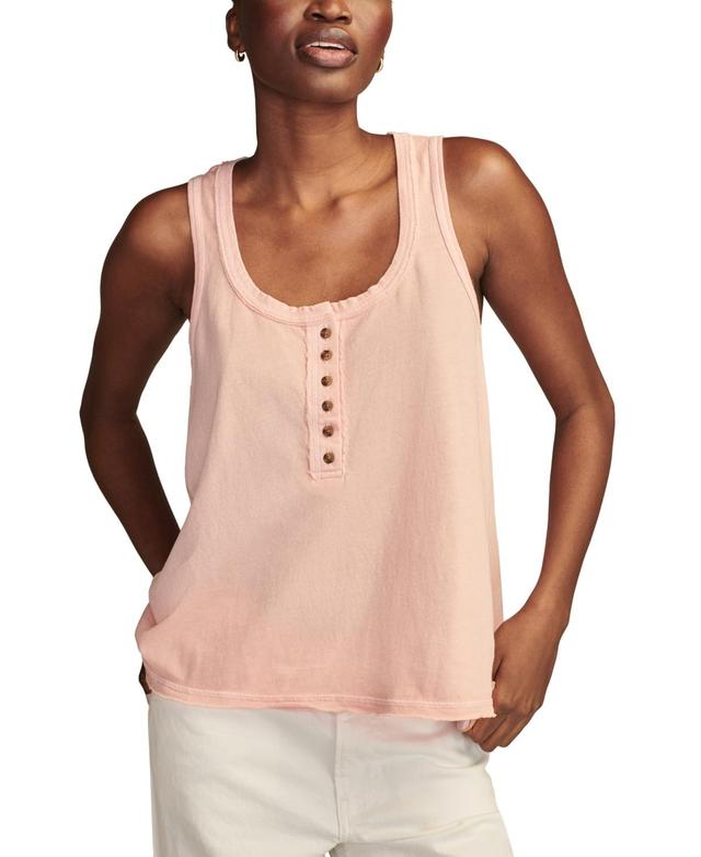 Women's Cotton Henley Tank Top Product Image