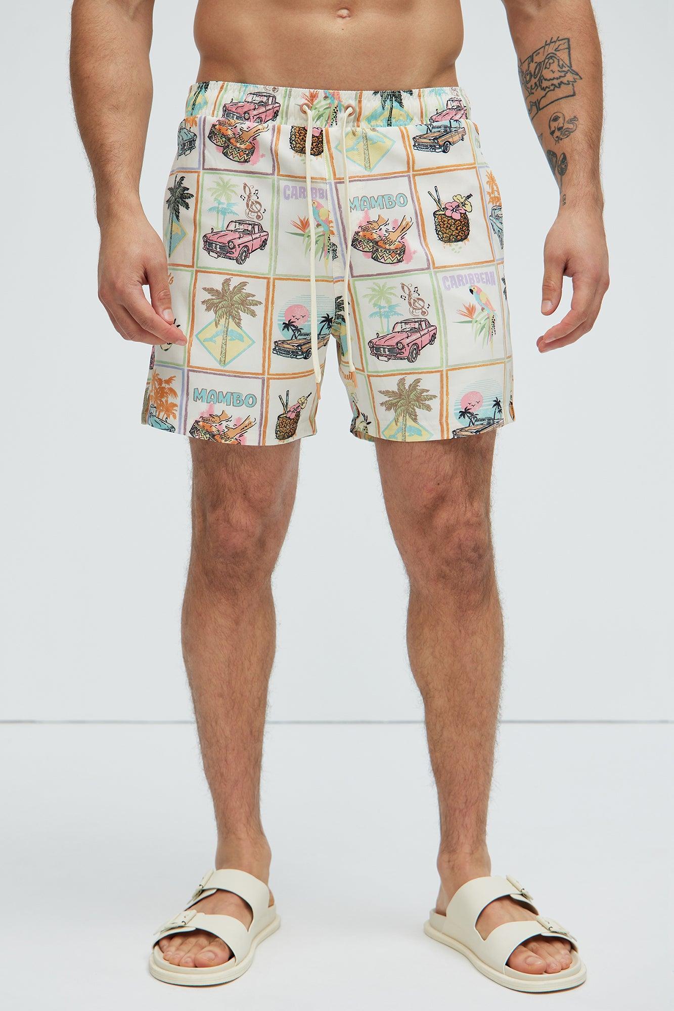 On The Coast Swim Trunk - Off  White/combo Product Image