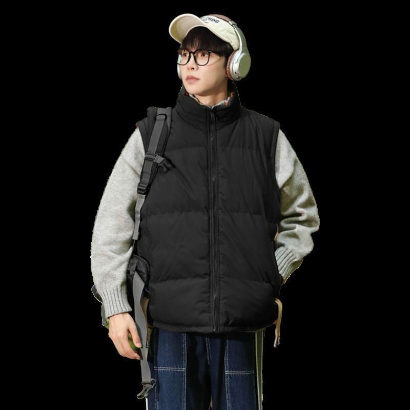 Stand Collar Plain Puffer Vest Product Image