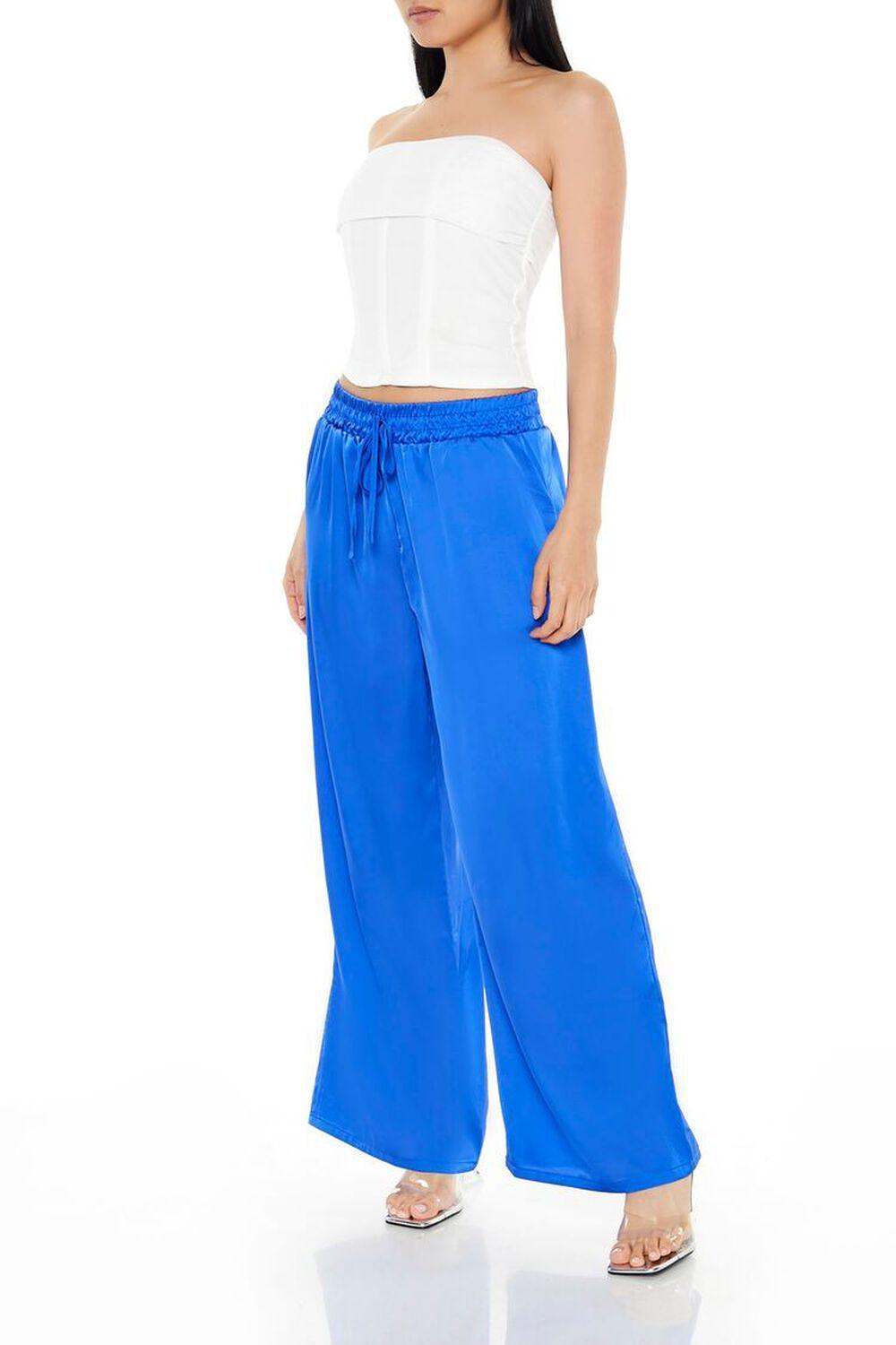 Satin Wide-Leg Drawstring Pants | Forever 21 Product Image