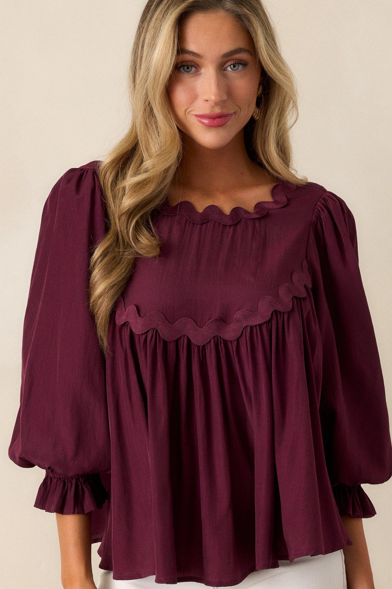 Windswept Wishes Dark Sangria Blouse Product Image