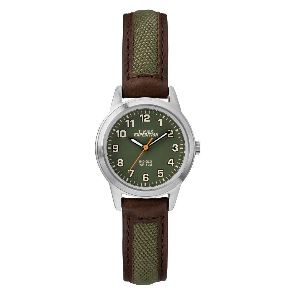 Womens Timex Indiglo Expedition Field Watch with Nylon/Leather Strap GreenTW4B12000JT Product Image