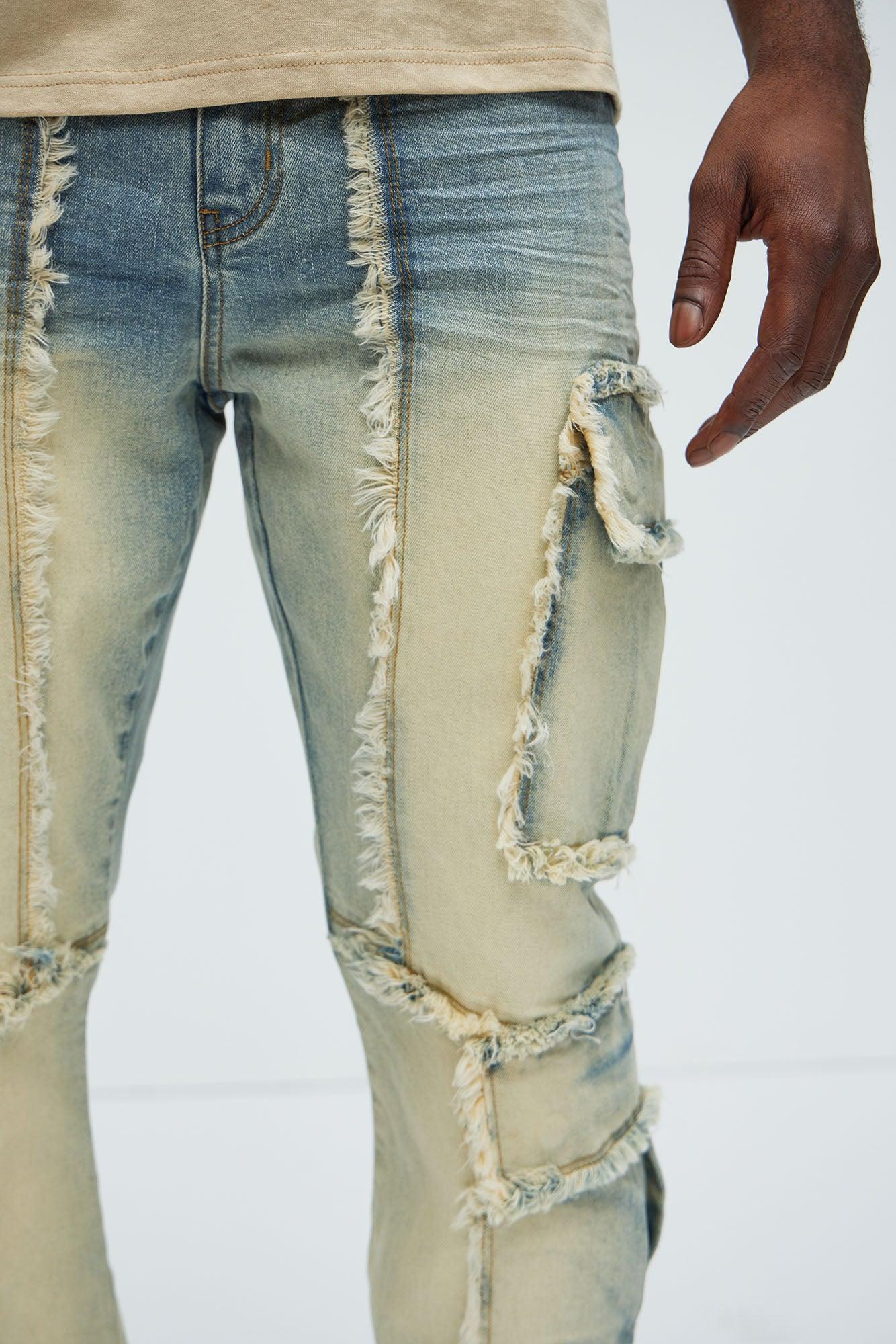 Shout Out Fray Stacked Skinny Flare Jeans - Medium Wash Product Image