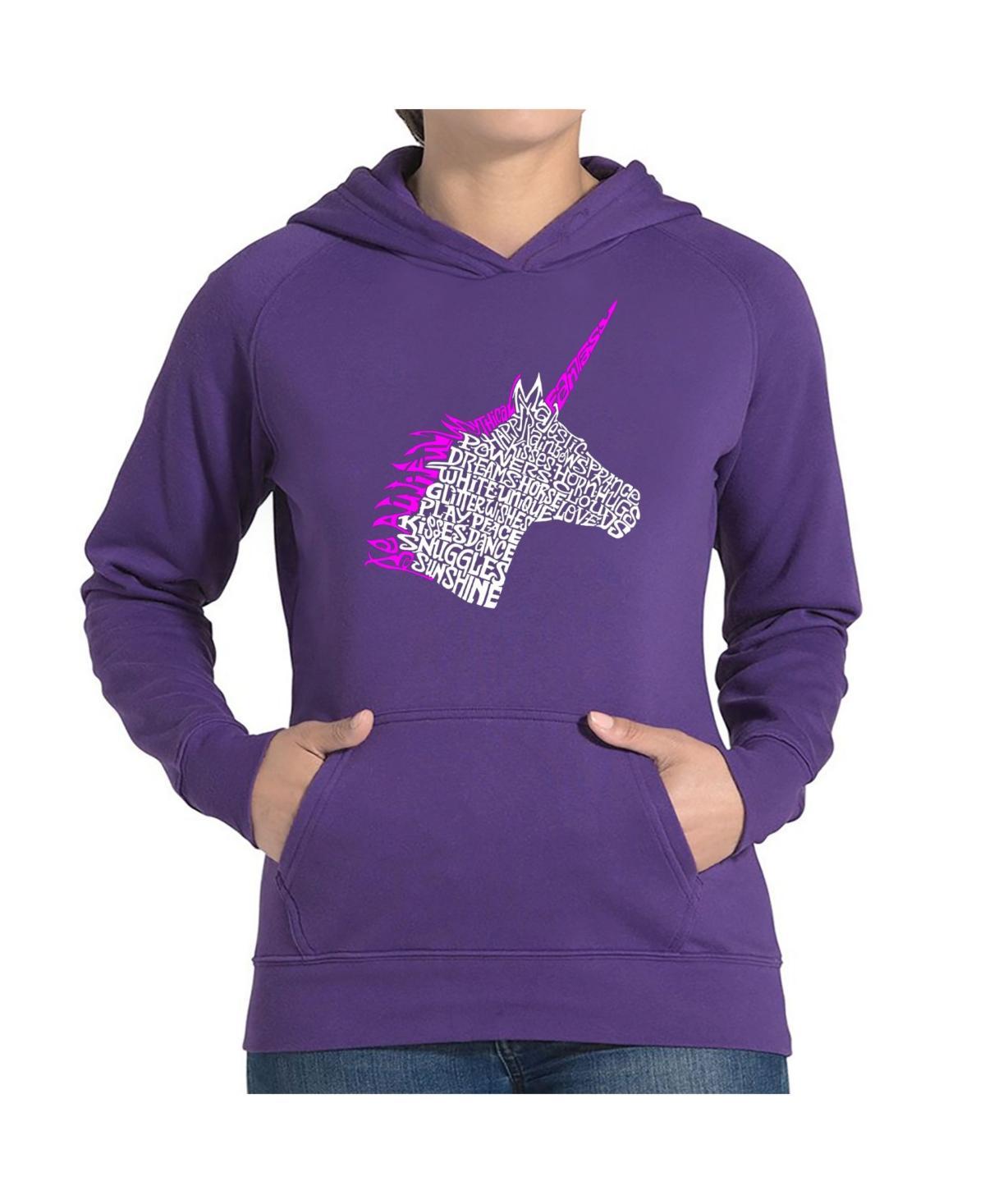 La Pop Art Womens Word Art Hooded Sweatshirt -Unicorn Product Image