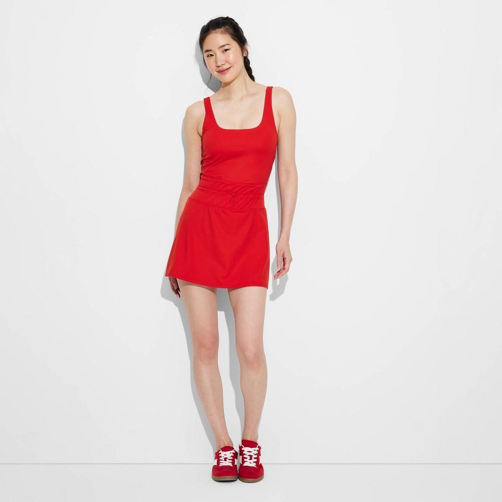 Womens Game Day Ribbed Tank Active Dress - JoyLab Red M Product Image