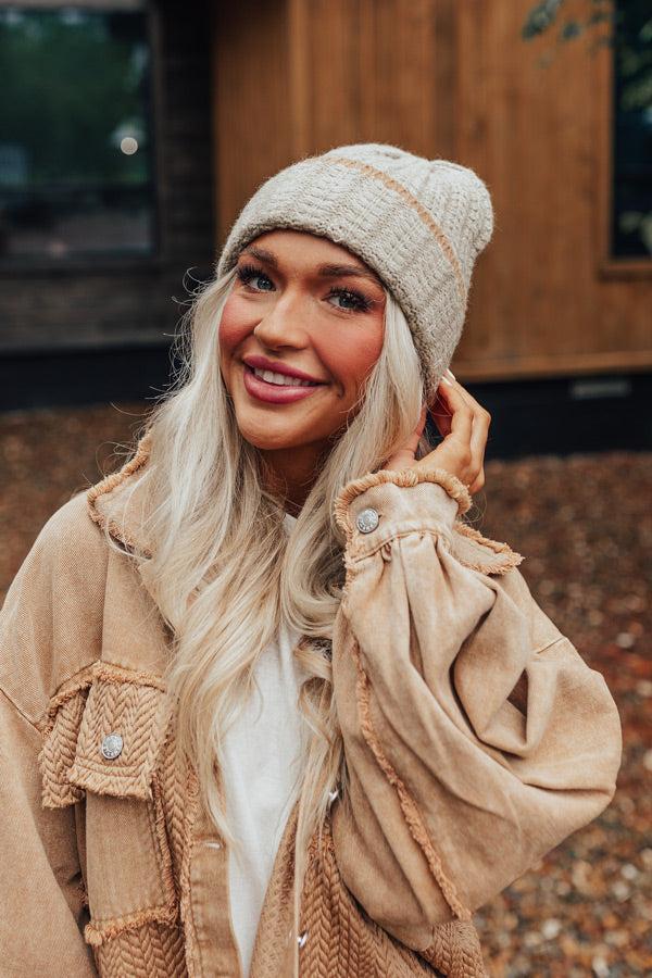 Cozy Darling Knit Beanie in Beige Product Image