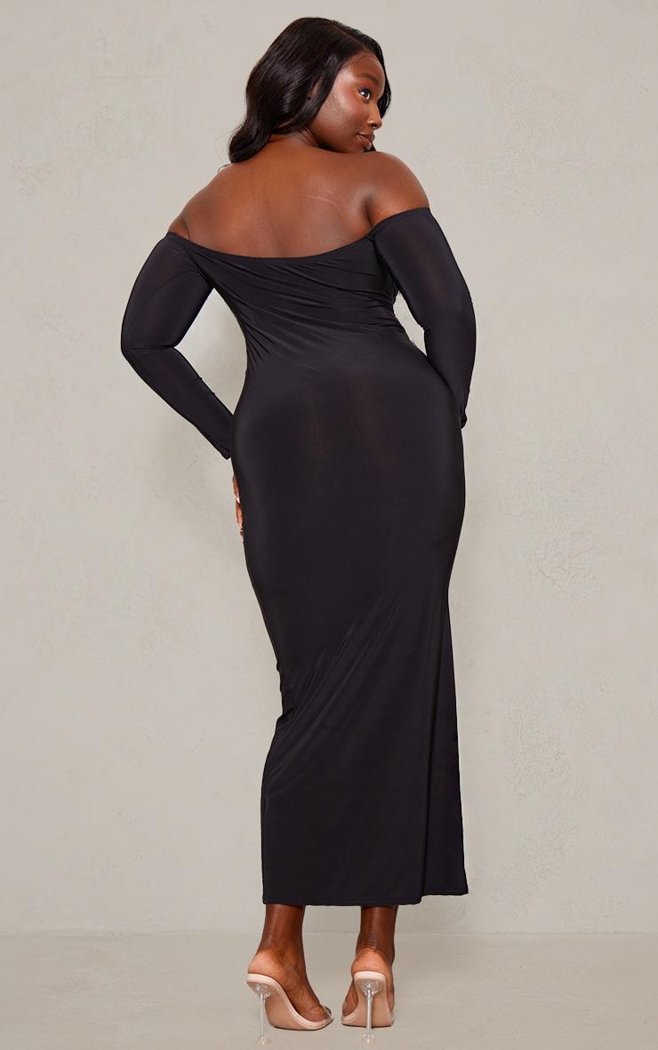 Plus Black Soft Touch Bardot Maxi Dress Product Image