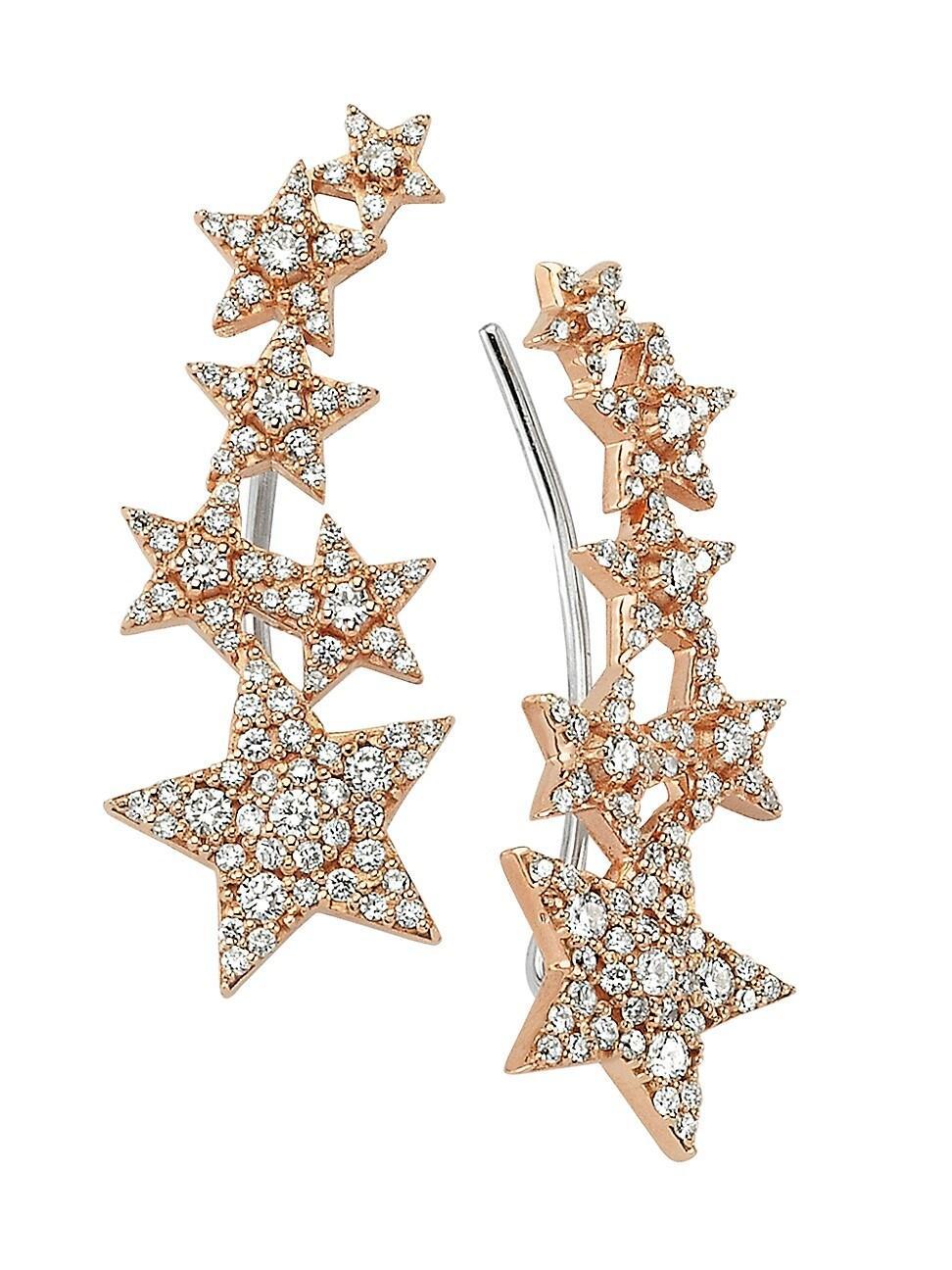 Womens Star Light Sirius 14K Rose Gold & 0.81 TCW Diamond Ear Cuffs Product Image